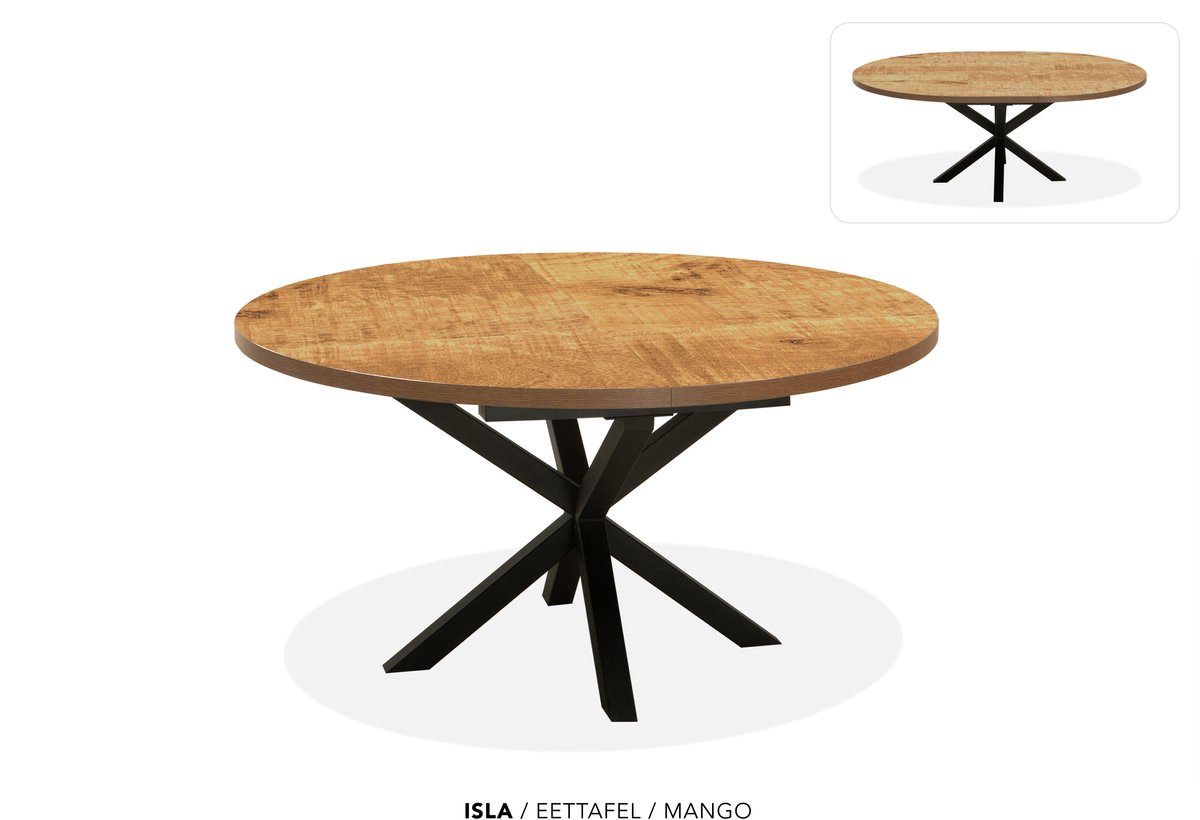 Maxfurn - Ronde uitschuiftafel 140/180 | Zeer krasvast | Kleur: Mango