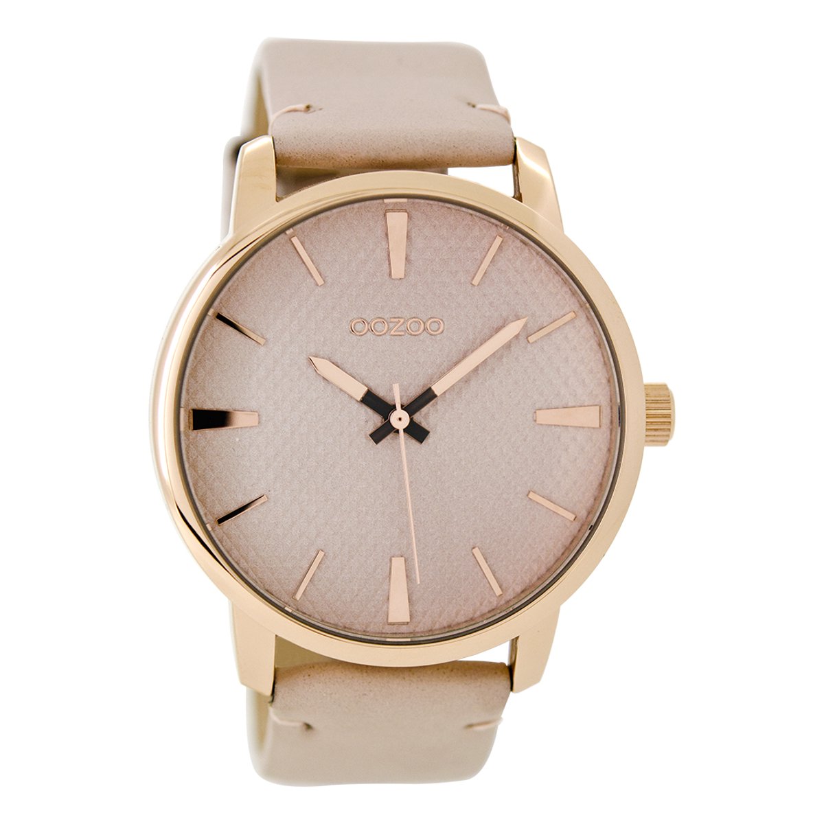 OOZOO Timepieces - Rosé goudkleurige horloge met oud roze leren band - C9021