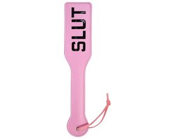Nooitmeersaai - Paddle met letters - PU leer - Roze/zwart - SLUT