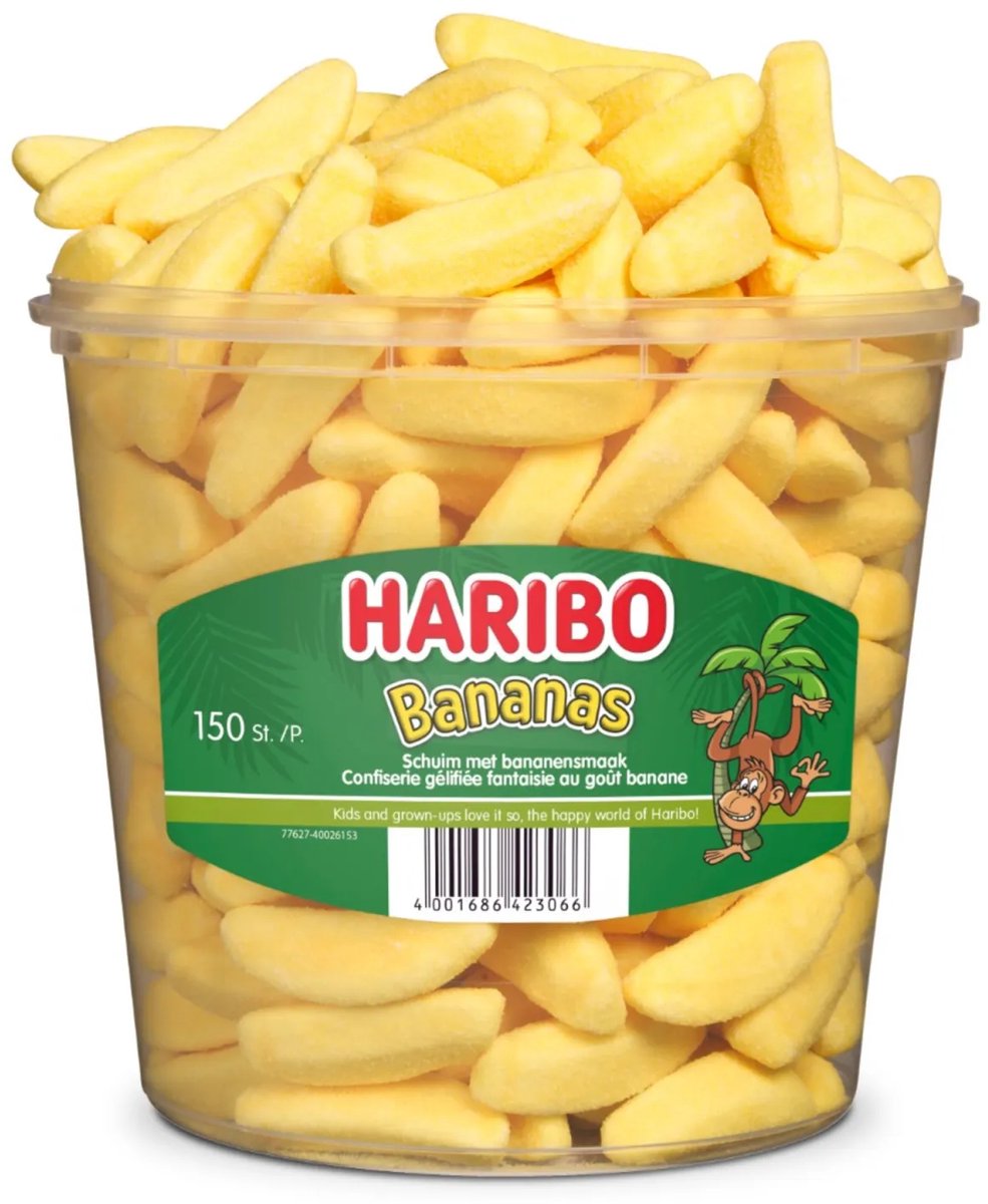 Bananas - snoep schuim bananensmaak - 150 stuks silo van Haribo — cadeau in Eten & Drinken - foto 3
