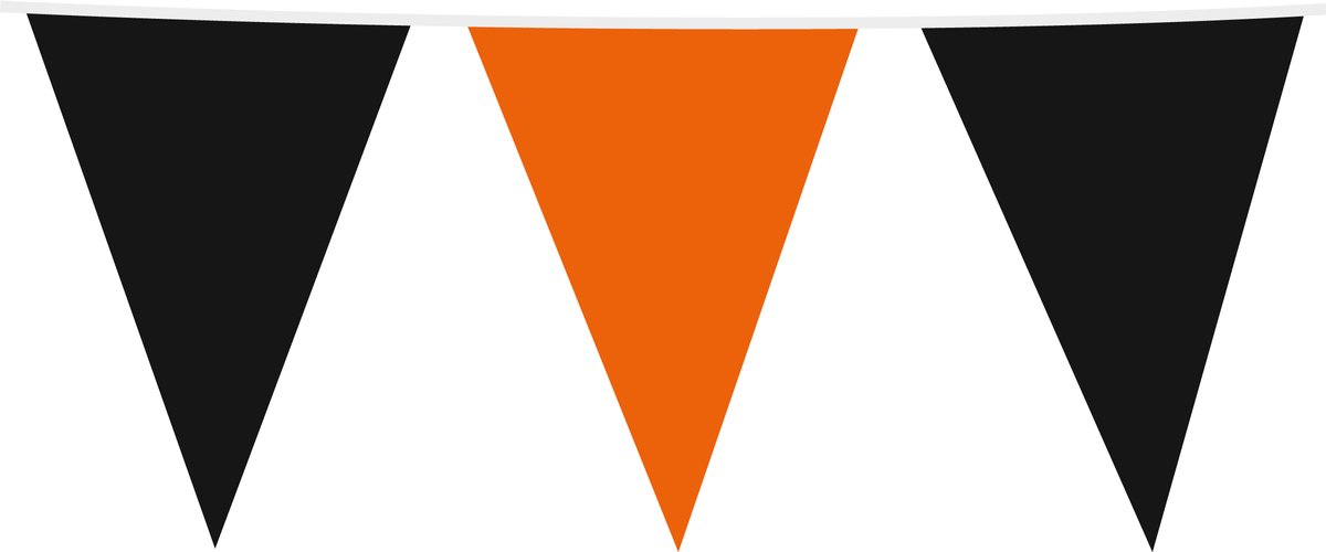6x Giga Vlaggenlijn Zwart / Oranje 30x45cm 10 meter XXL - Verjaardag Feest Party Festival Poolparty Decoratie