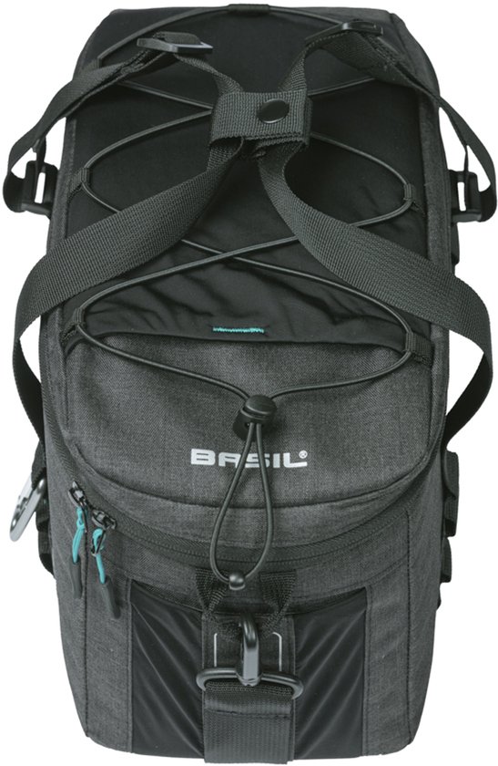 Basil Discovery 365D bagagedragertas M MIK, 9L- waterafstotend polyester - zwart - incl. regenhoes
