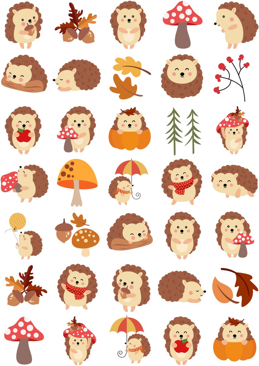 Egeltjes Stickers - 3 Stickervellen - Stickers Herfst - Knutselen Herfst — afbeelding 2