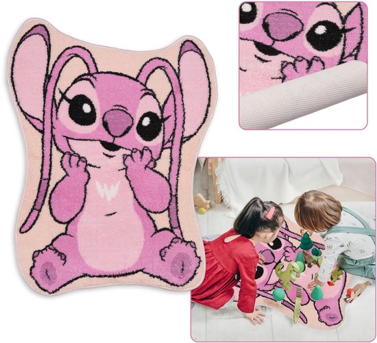 Lilo & Stitch Vloerkleed - 120 X 80 Cm, Zacht Speelkleed Met Favoriete Disney Figuren