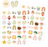 Autocollants d'été - 2 feuilles d'autocollants - Autocollants - Autocollants pour Enfants - Bricolages pour Enfants - Autocollants pour Filles - Bricolages pour Filles - Été