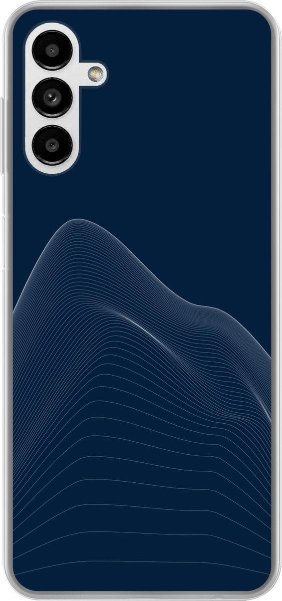 Telefoonhoesje Geschikt voor Samsung Galaxy A04s hoesje - Lijnen - Abstract - Blauw - Wit - Siliconen Telefoonhoesje Telefoonhoesje
