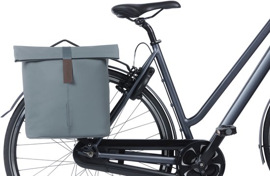 Basil City dubbele fietstas MIK, 28-32L, graphite blue van Basil — afbeelding 5