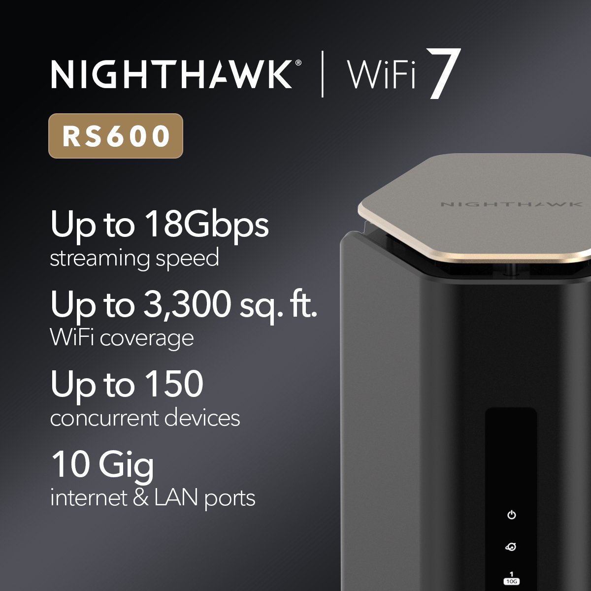NETGEAR Nighthawk RS600 - Router - WiFi Versterker - WiFi 7 - 18000 Mbps - Tri Band – foto 4