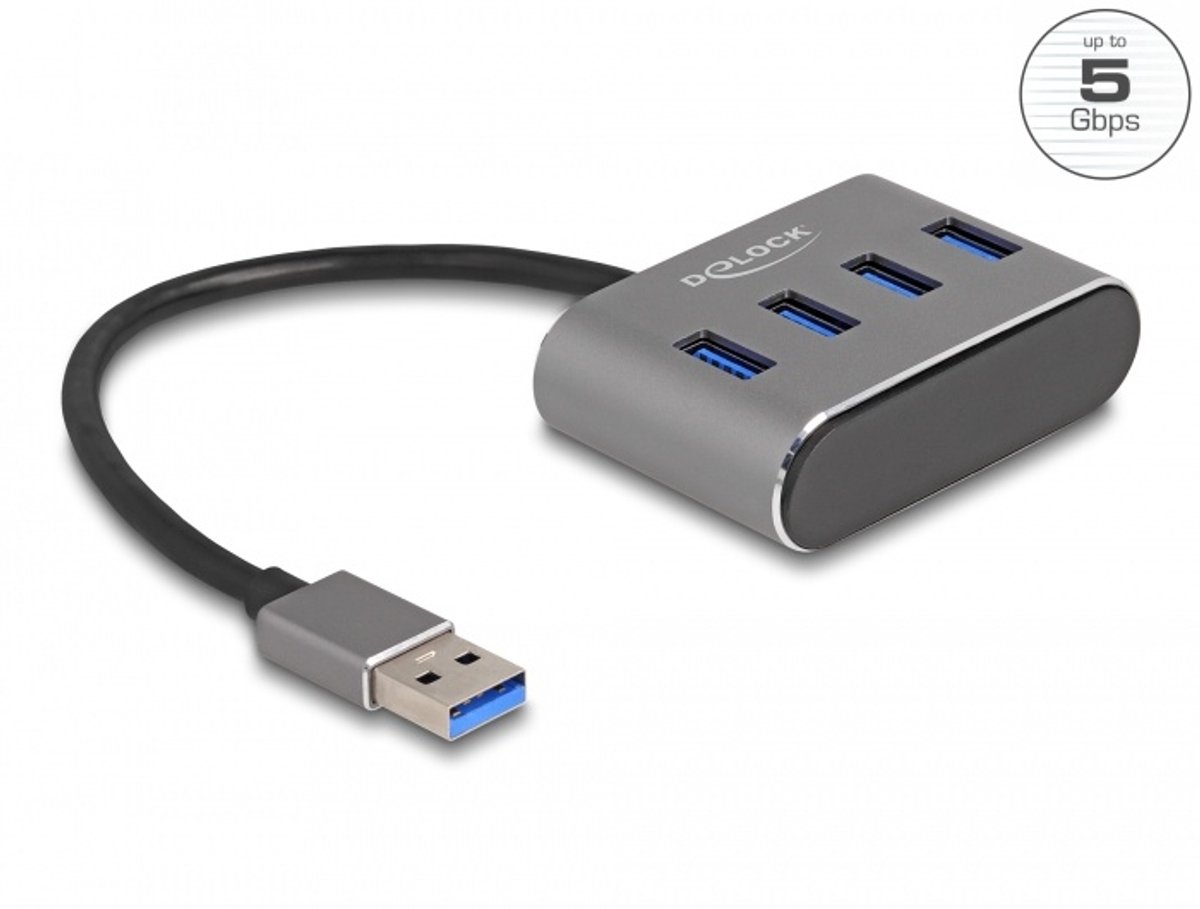Image of Delock 4 Port USB 5 Gbps Hub with USB Type-A connector – USB Type-A ports on top
