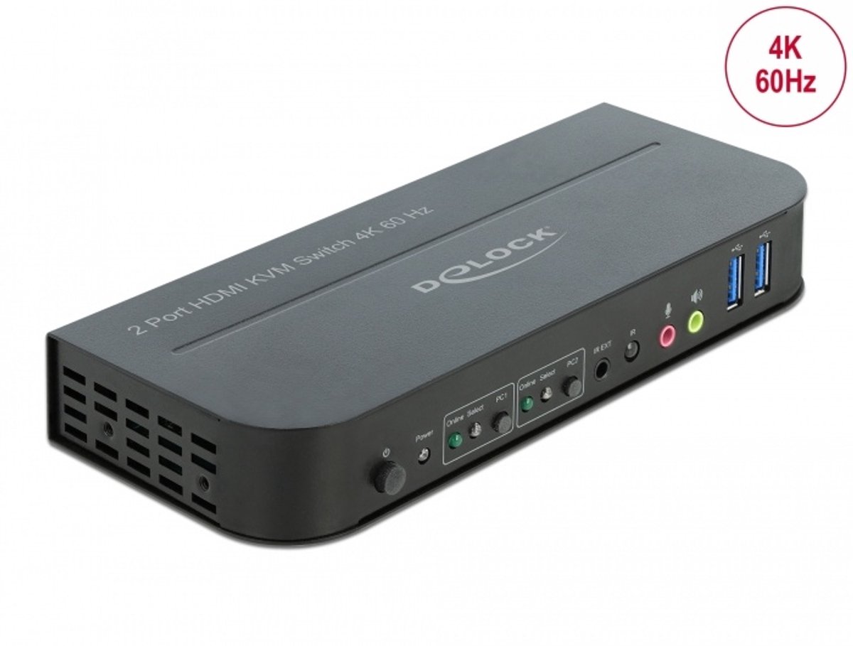DeLOCK HDMI KVM Switch kvm-switch 4K 60 Hz, USB 3.0, Audio