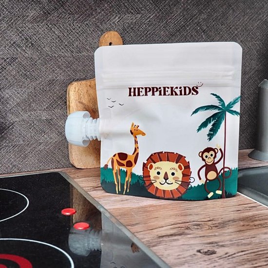 Heppiekids® Knijpzakjes Herbruikbaar - 10 stuks - voor babyvoeding, babysnacks of babyhapjes - Hervulbare knijpfruit zakjes - BPA-vrij - Lekvrij - Vaatwasserbestendig - Herbruikbaar