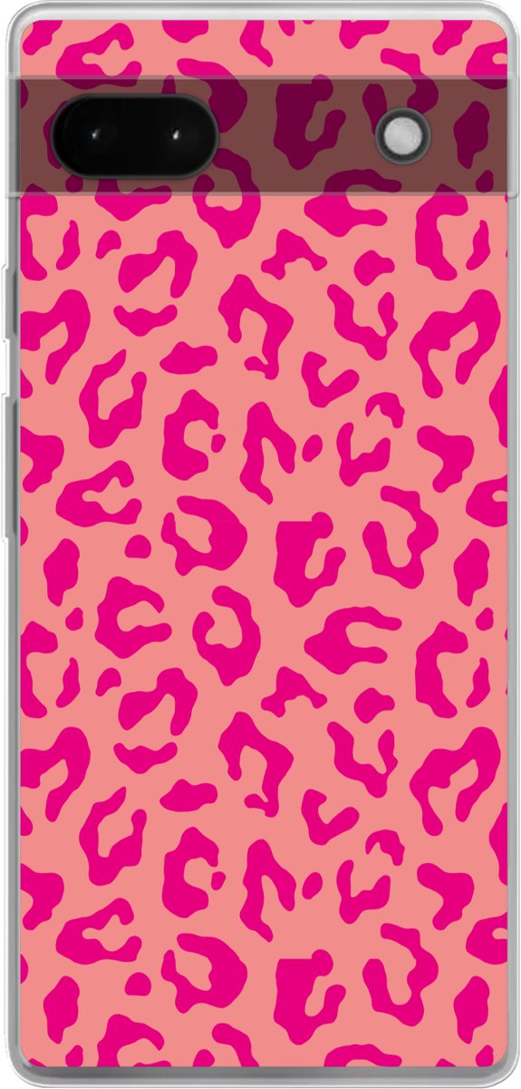 Telefoonhoesje Geschikt voor Google Pixel 6a hoesje - Panterprint - Roze - Dierenprint - Minimalistisch - Siliconen Telefoonhoesje Telefoonhoesje