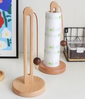 ZYLARO Keukenrolhouder houten - met een prachtige hanger - naturel