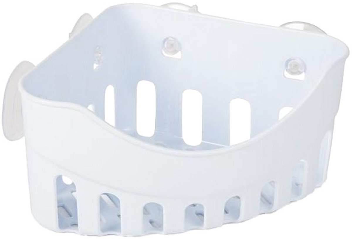 Toyma Badkamerorganizer - met zuignappen - wit - 20 x 20 x 11 cm - hoekmodel