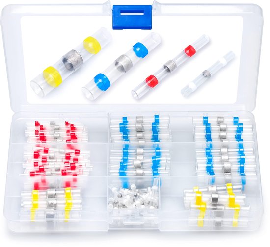 Wirefy 110 Stuks Krimpkous Soldeerverbinder Kabelschoenen Set - Waterdichte elektro het Verzegelen Stootverbinder Terminals - Waterdichte Soldeerhulzen - 0,14-6 mm²