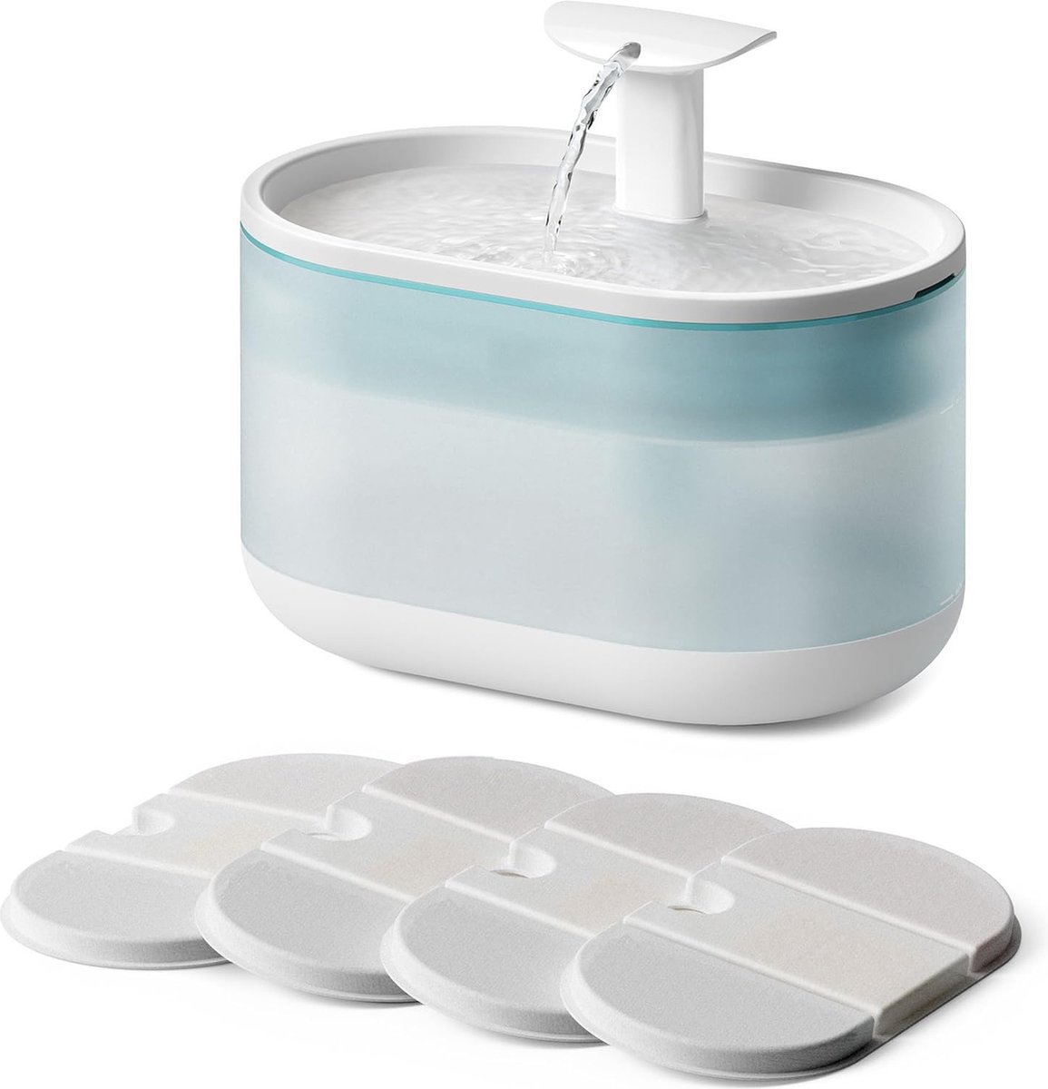 Drinkfontein met Fluisterstille Pomp – Incl. 5 Filters – 2,1 L – Drinkfontein kat – Kattenfontein – Drinkbak