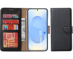 BixB Hoesje Geschikt voor Samsung Galaxy S25 – portemonnee bookcase met pasjeshouder - Zwart