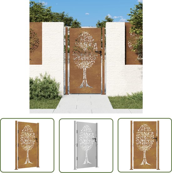 Douglas tuinpoort met RVS slot en deurgarnituur, 100 x 180 cm. - KG
