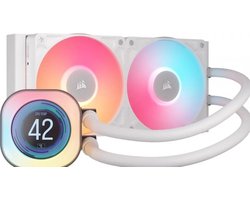 Corsair AIO iCUE LINK TITAN 240 RX LCD White - Vloeistofkoelsysteem processor 240 mm radiator - voor Intel LGA 1851, 1700 - AMD AM5, AM4 - 2x high-performance RX120 RGB fans - wit