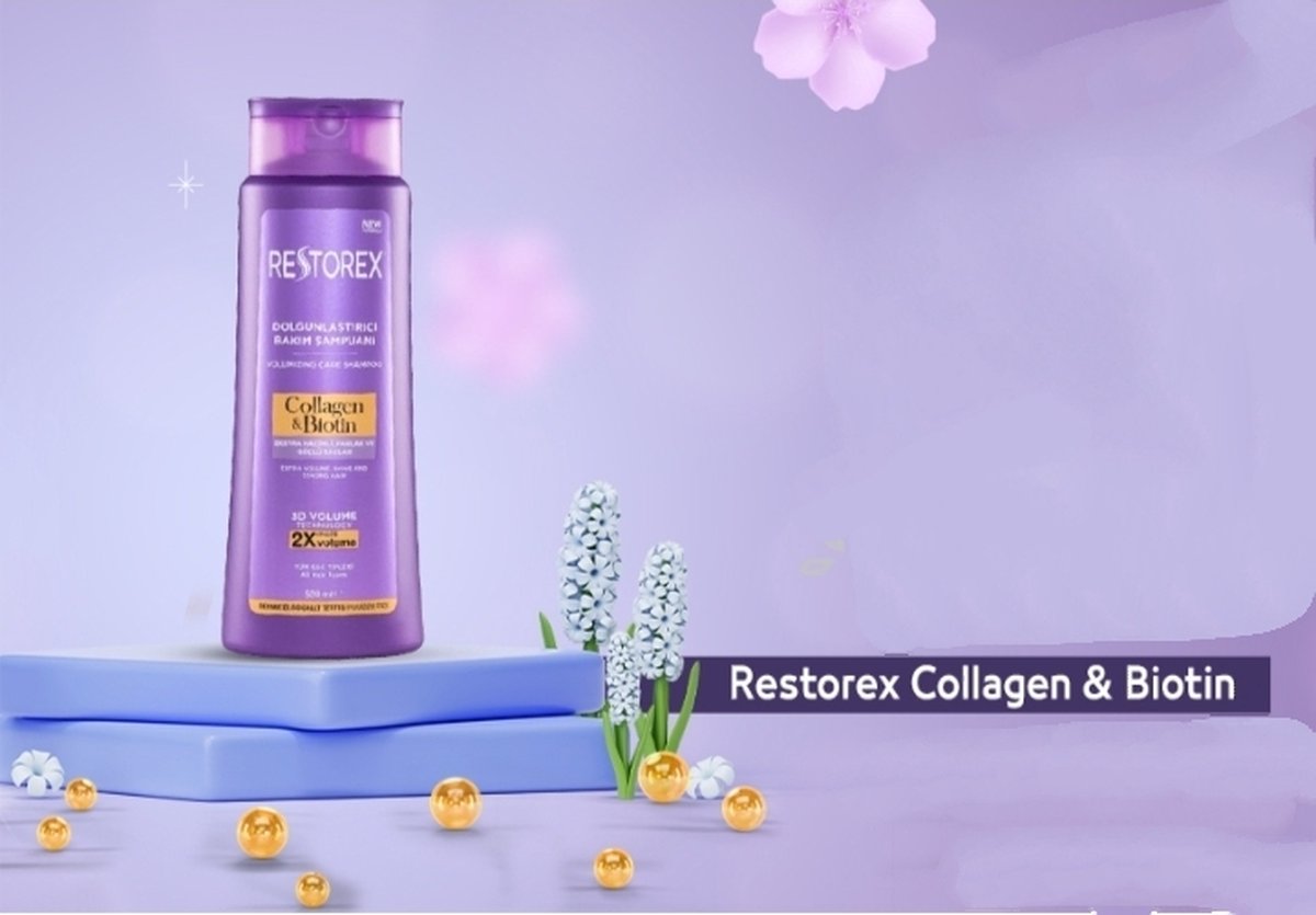 Restorex Collageen & Biotine Volume Shampoo 500 ml. (Tegen haaruitval) - collageen Biotin shampoo - biotin for hair - haarverzorging - volume shampoo - collageen shampoo