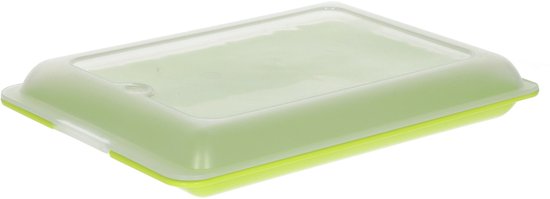 Boîte à viande Toyma - 3x - vert - plastique - 24,5 x 17 x 4 cm - boîte de rangement / boîte à fromage
