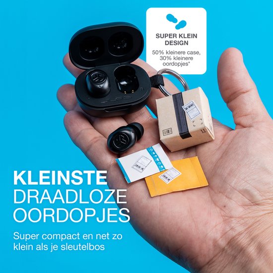 JLab JBuds Mini Draadloze Oordopjes - Bluetooth Oortjes Draadloos - 20 uur Batterijduur - Klein Design - Noise Cancelling Microfoon - Touch Sensoren - Multipoint - Zwart