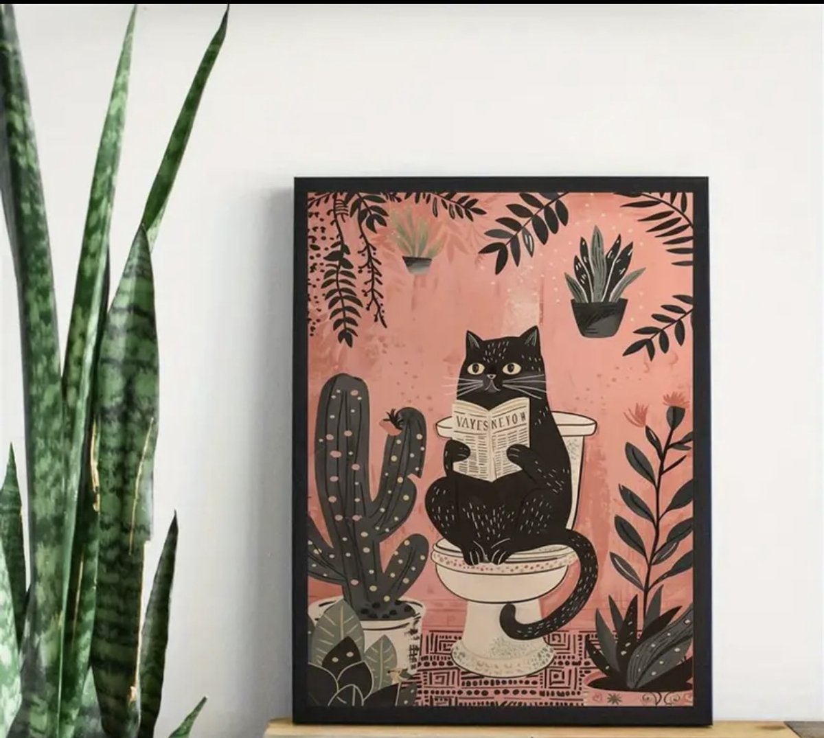 Poster poes - zonder lijst - Canvas poster - kunst - interieur - roze