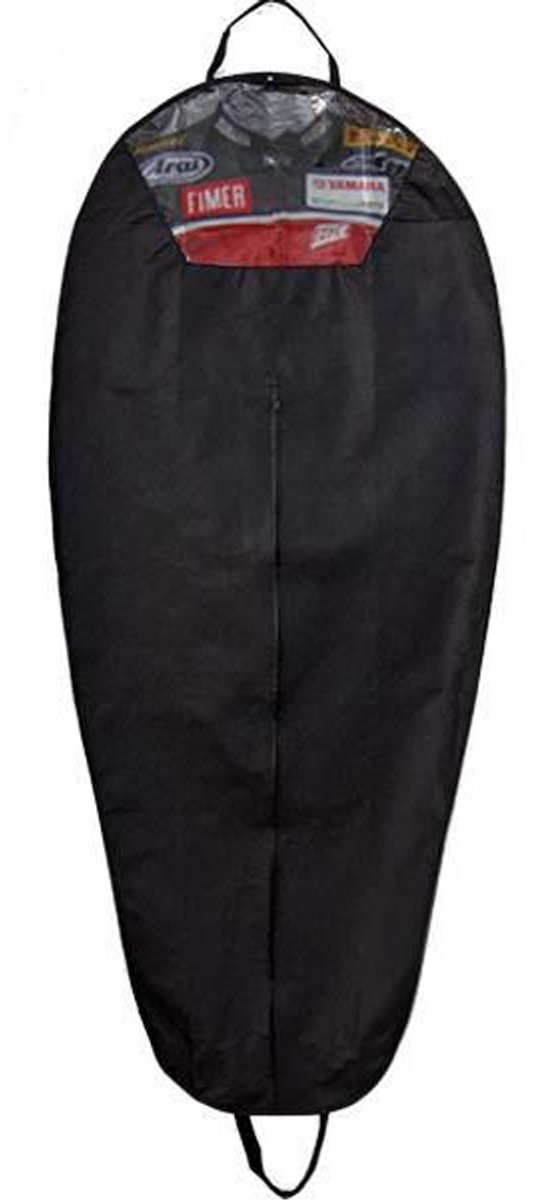 Kledinghoes motorpak L 155cm extra breed 70cm met venster en sterke rits zwart.