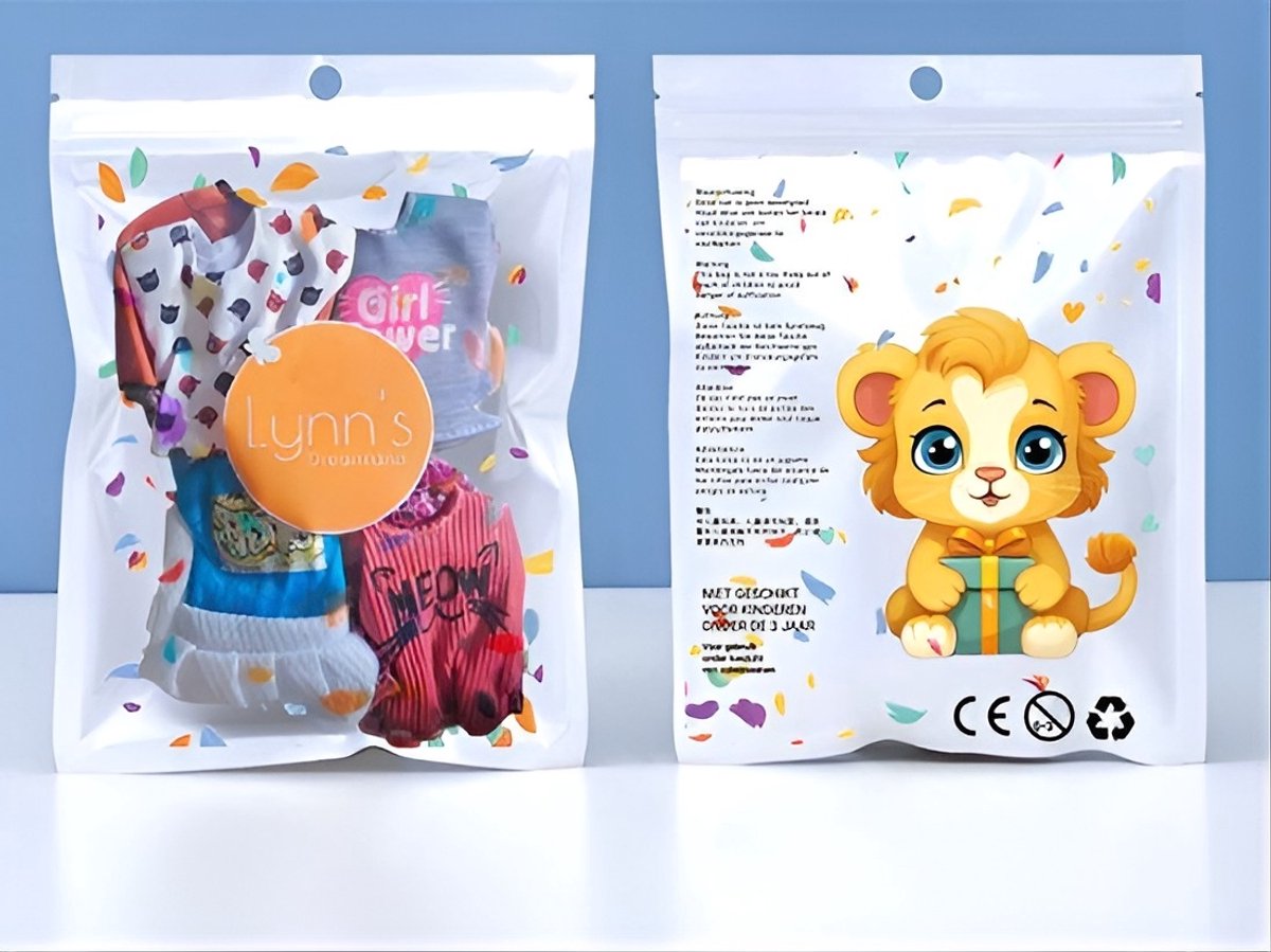 Lynn's poppenkleertjes - Set 'Riley - Geschikt voor modepop - Set van 6 outfits - Jurk, broek, rok, topje, trui, jas - In cadeauzakje — afbeelding 5
