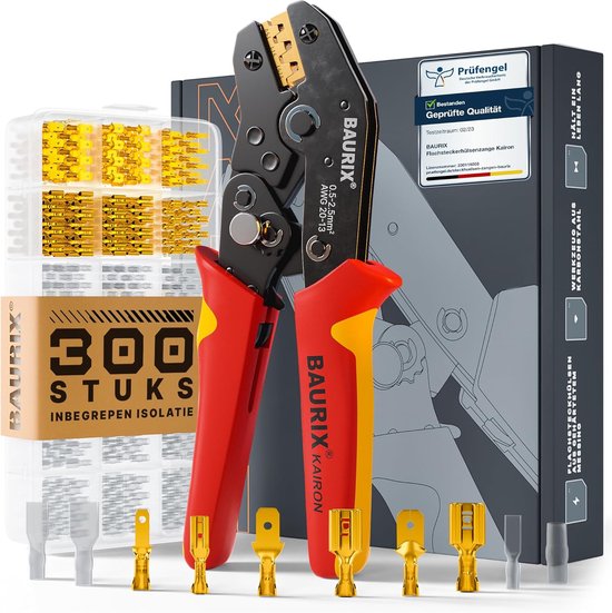 BAURIX Krimptang Incl 300 Stuks Platte Kabelschoenen Set baurix-krimptang-incl-300-stuks-platte-kabelschoenen-set