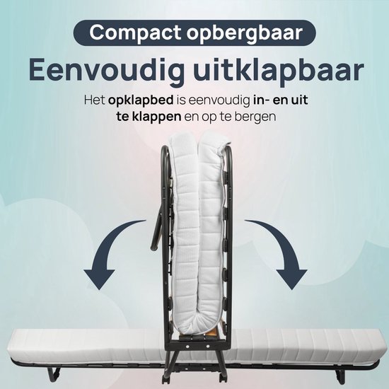 Troonz® Logeerbed Verona 90x200 – Logeerbed met Ergonomisch Matras en Dekbed zonder Overtrek – Lattenbodem – Opklapbed 1 persoons