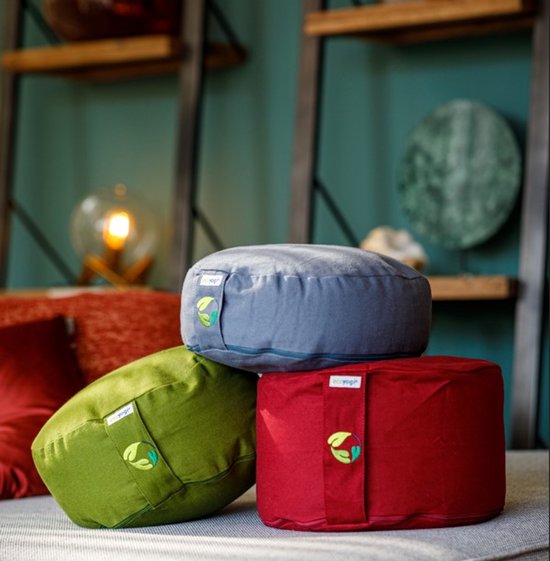 Meditatiekussen eco Bordeaux rond laag 10-12cm - Ecoyogi - Yoga kussen - GOTS gecertificeerd van Ecoyogi — afbeelding 3