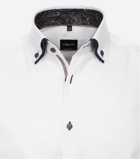 Chemise VENTI modern fit - sergé - blanc - Sans repassage - Taille col : 43