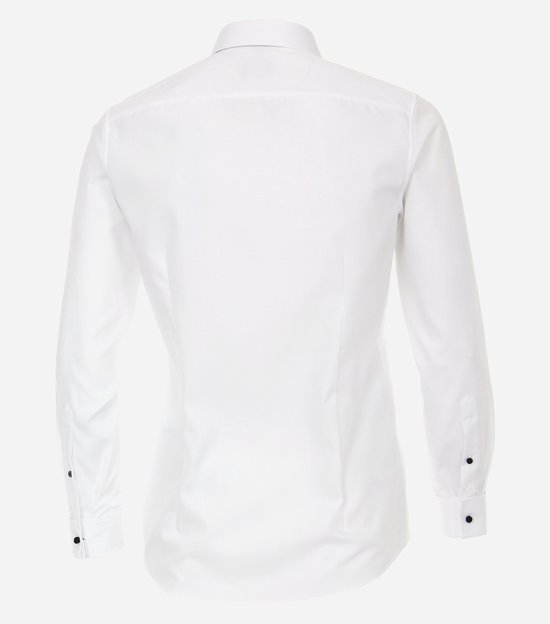 VENTI modern fit overhemd - popeline - wit met dubbele manchet - Strijkvrij - Boordmaat: 40