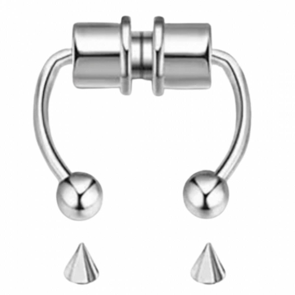 Neus- Fake Piercing-Magneet- 2 soorten knopjes- Zilverkleur - Charme Bijoux