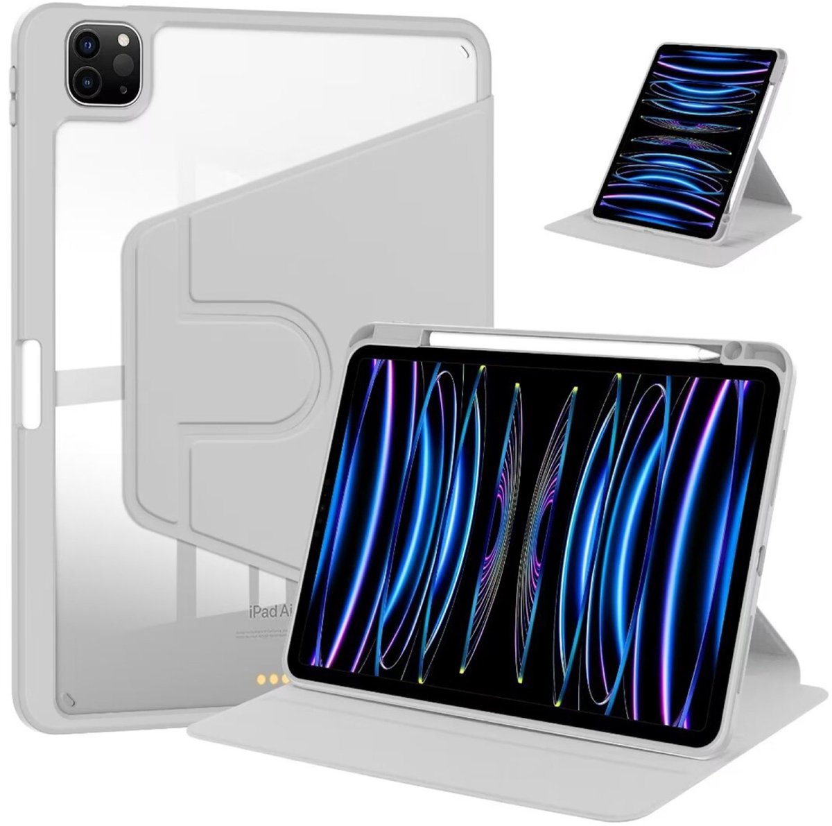 For iPad Air 4, Air 5 10.9", Pro 11 (2020, 2022) , Air 11" (2024) PU Leather Protective Case Grey