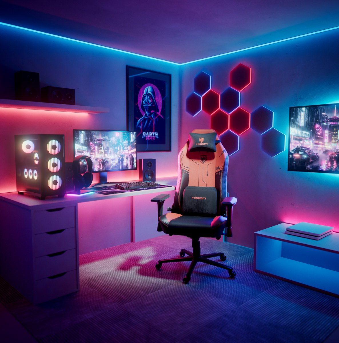 HICON Apex EagleBlaze Gamingstoel Ergonomisch Rood - afbeelding 3