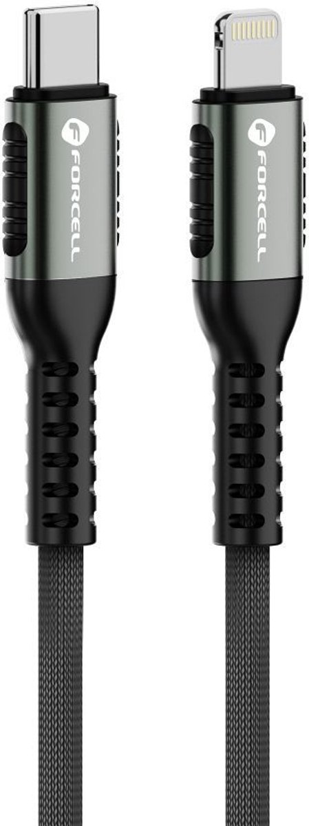 Forcell - USB-C naar Lightning - Universele kabel - Snellader geschikt voor Lightning en USB-C apparaten - 2 Meter - 27W - Zwart