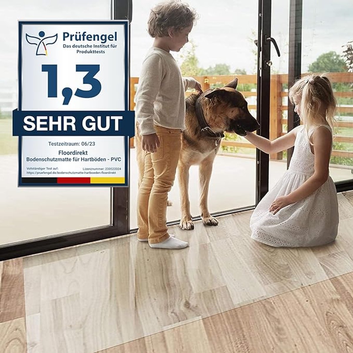 FLOORDIREKT Vloerbeschermer - Neo - Bureaustoelmat voor harde vloeren - Geluiddempend - PVC - Transparant - 114 x 250 cm