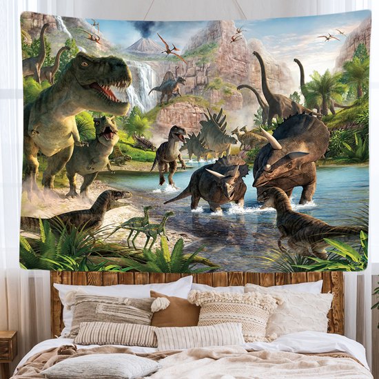 Ulticool - Dinosaurus Group T- Rex - Tapisserie - 200x150 cm - Groot tapisserie - Affiche - Chambre d'enfant