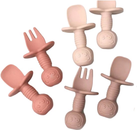4 Sets - Couverts enfant - Couverts Bébé - Cuillères et fourchettes Bébé - Couverts enfant - Siliconen - LOUZIR
