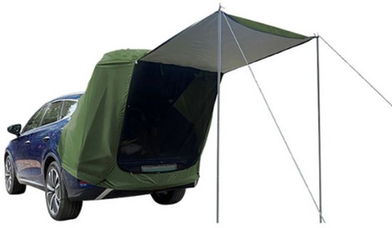 Skandika Achtertent Pitea XL Cross voor 4 personen, vrijstaande autotent met slaapcabine, 2,3 m stahoogte, waterdicht, 3000 mm waterkolom, campingvoortent voor SUV, caddy en auto