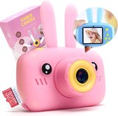 Ohome Digitale Kindercamera - Digitaal - Kids camera - Konijn - Met 5 Mini-games & Filters - Incl. 32 GB Geheugenkaart + Stickers - camera kinderen - Vlogcamera met games - Fototoestel voor Kinderen - Klein Formaat Speelgoed - Roze