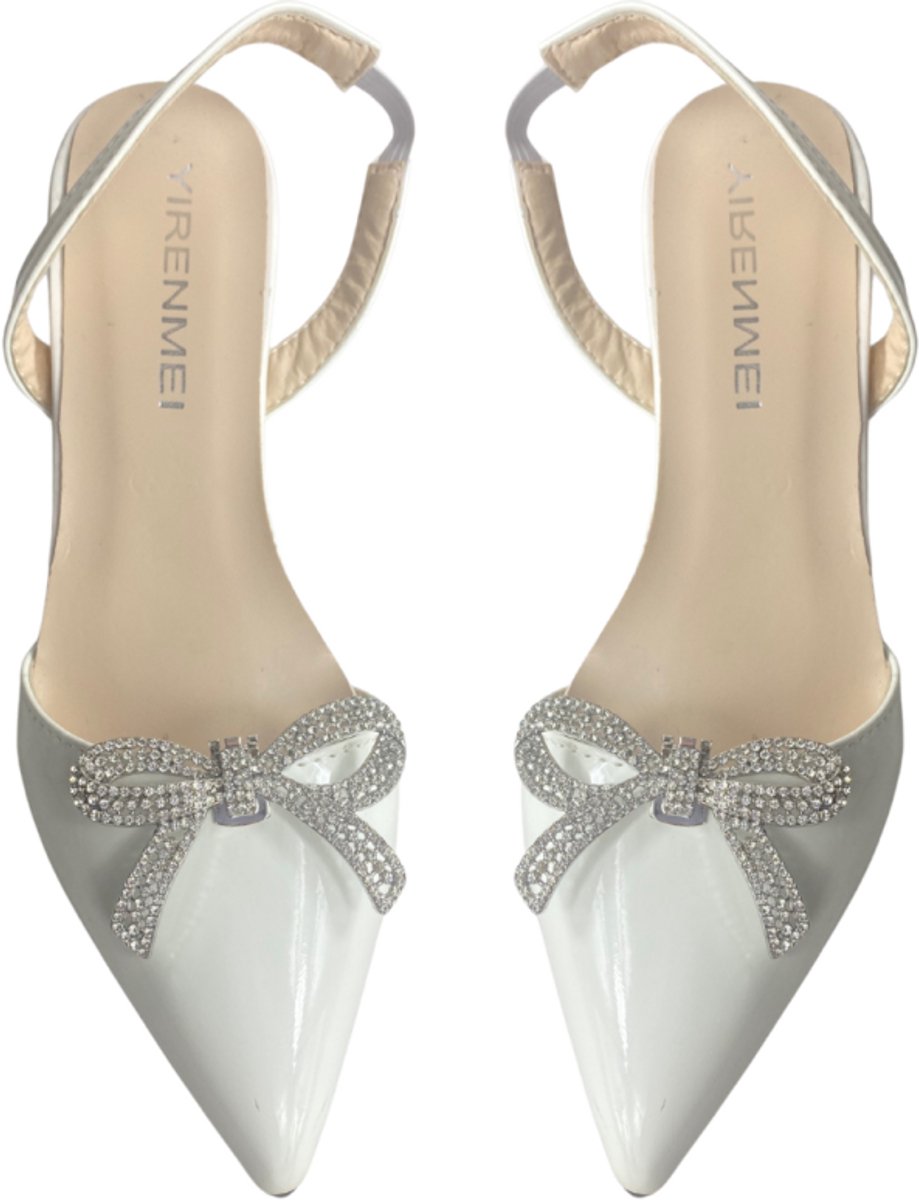 Schoen clips strik Strass zilverkleur - Charme Bijoux