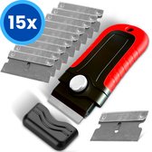 Kitian Glasschraper - Glaskrabber met 15 Mesjes en Ergonomisch Handvat - Inductie Beschermer - Keramische/ Inductie Kookplaat Reiniger - Kookplaat Schraper