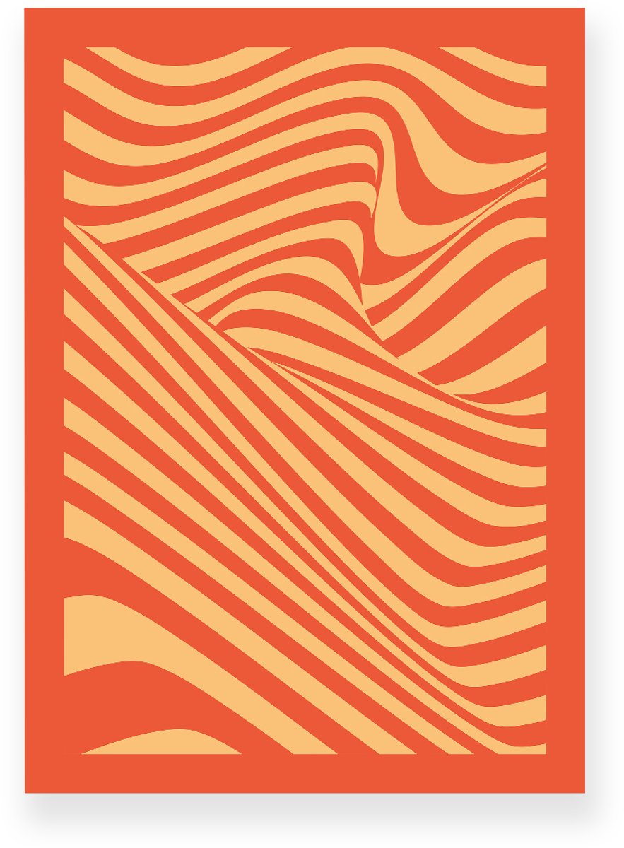 Yisual Poster 20x30 cm - Optische Illusie - Lijnen - Beige - Oranje - Abstract - Vintage - Muurdecoratie - Wanddecoratie