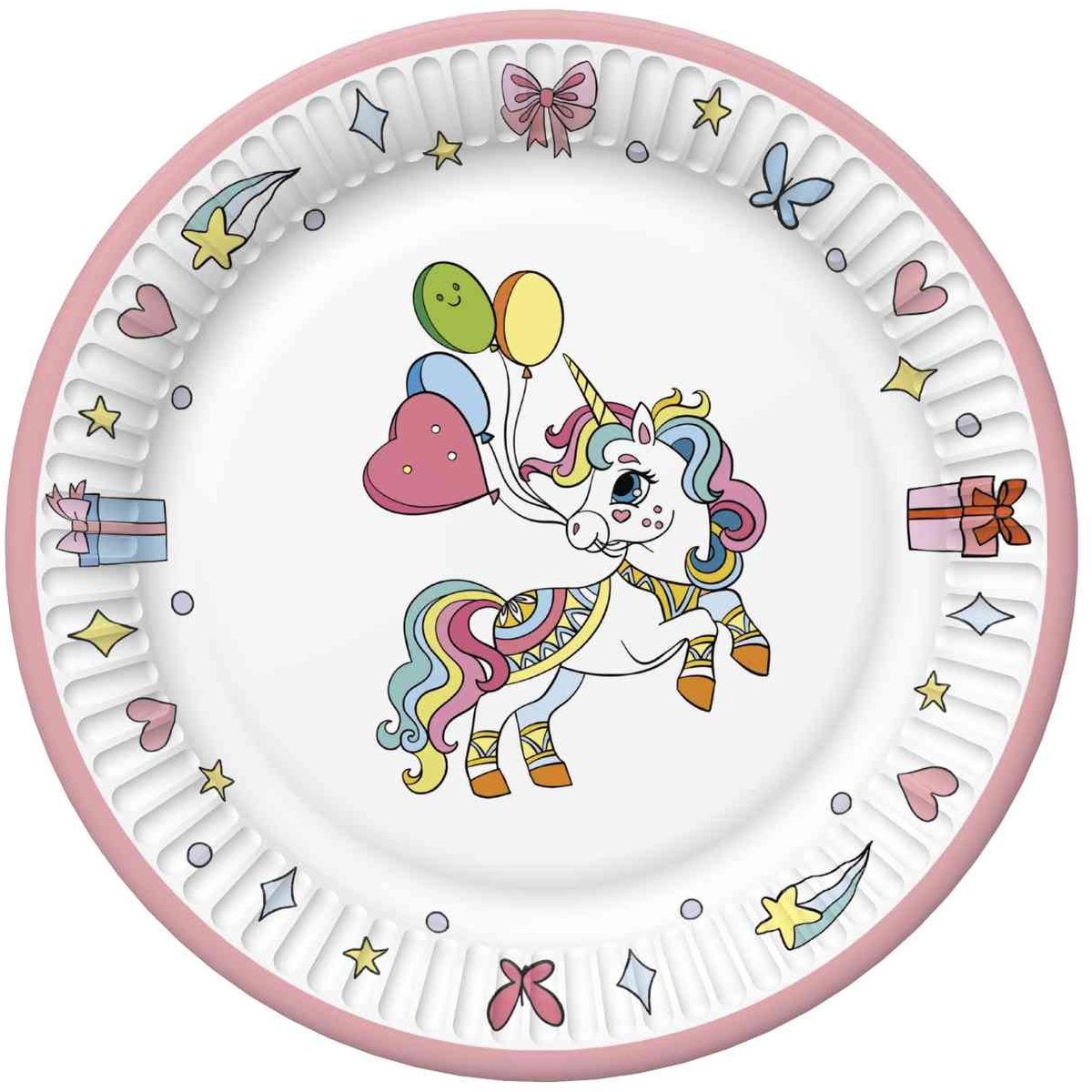 Daisy - Papieren bordjes 18 cm - Colourful Unicorns