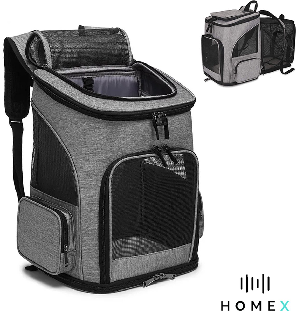 Bol.com HomeX - Hondenrugzak - Hondentas - Draagzak Hond - Honden Draagtas - Uitvouwbaar - Katten Rugzak - Reistas Kat - Tot 8kg... aanbieding