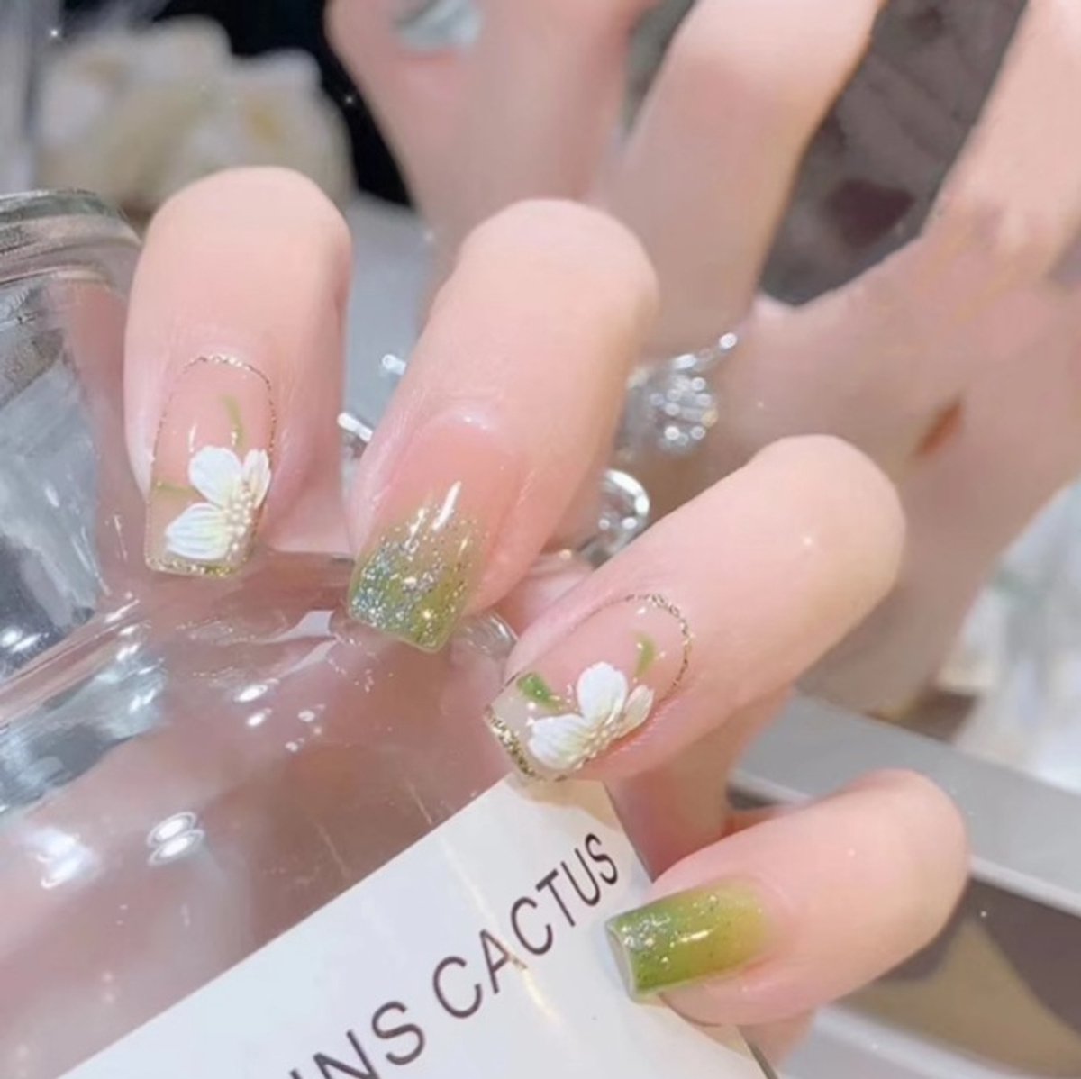verymeet-24Plaknagels-Press On Nails -delicate & comfartable-Fairy groene druiven stijl