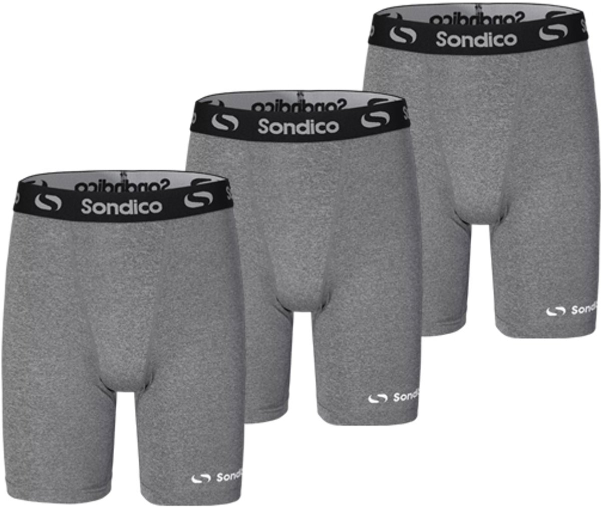 3-Pack Sondico Slindingshort - Sportshort - Lengte 15 cm - Heren - Mid grey - Maat XXL